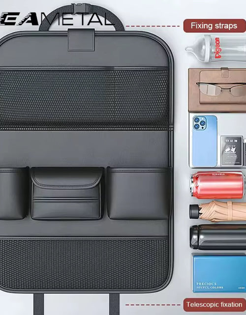 Load image into Gallery viewer, Car Seat Back Organizer Auto Back Seat Storage Bag with Foldable Table Tray Tablet Holder Tissue Box Car Accessories
