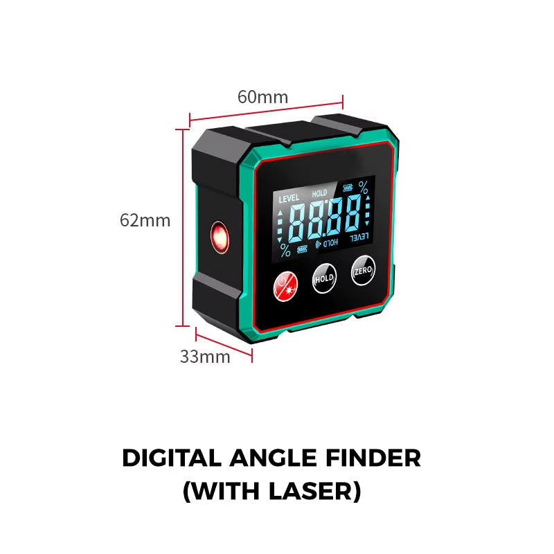 Magnetic Digital Angle Finder with Electronic Laser Gauge Ruler 360° LCD Electronic Protractor Mini Inclinometer Measuring Tool