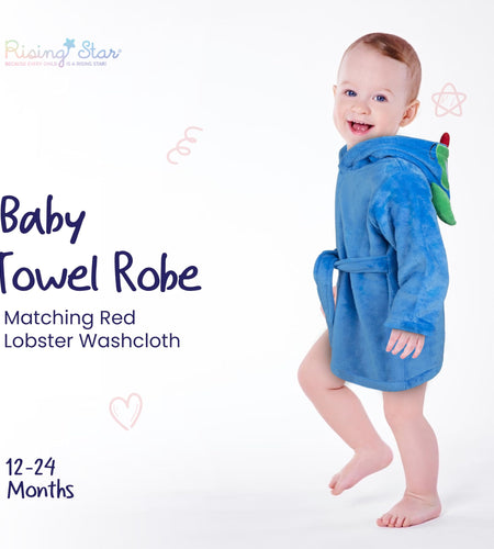 Baby Boy Robe - Soft Plush Bath Towel Robe Spa Set - Baby Bathrobe Towel & Baby Washcloth for Boys - Baby Robe Set 12 - 24 Months (Monster)