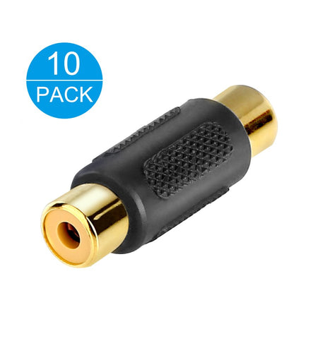 [10 Pack] RCA Female to Female Coupler Audio Video Gold Adapter, for Phono,Speaker,Rca Cable,Amplifier