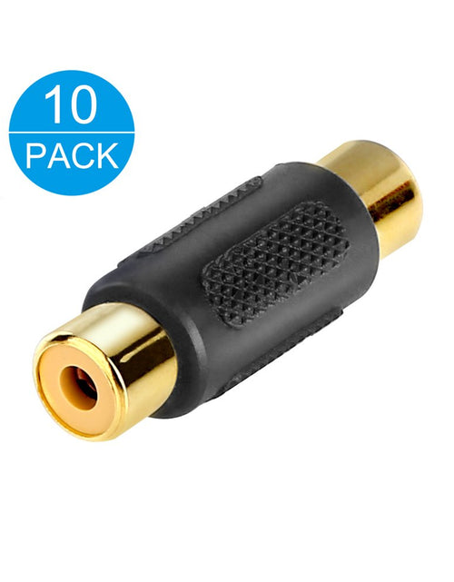 Load image into Gallery viewer, [10 Pack] RCA Female to Female Coupler Audio Video Gold Adapter, for Phono,Speaker,Rca Cable,Amplifier
