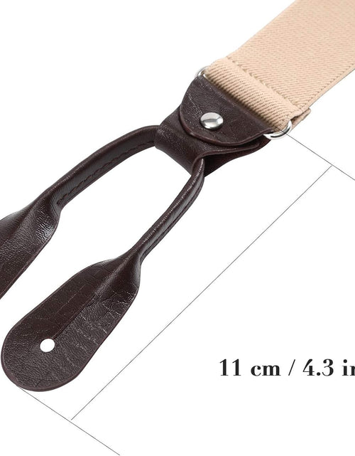 Load image into Gallery viewer, Mens Brown Button End Suspenders - Adjustable Elastic Y Shape Tuxedo Suspender
