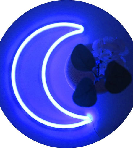 LED Blue Moon Neon Light, Cute Neon Moon Sign,Christmas Room Decor Battery or USB Powered 5V Art LED Decorative Lights Night Lights Indoor for Home, Bedroom, Office,Dorm,Party (Blue Moon)