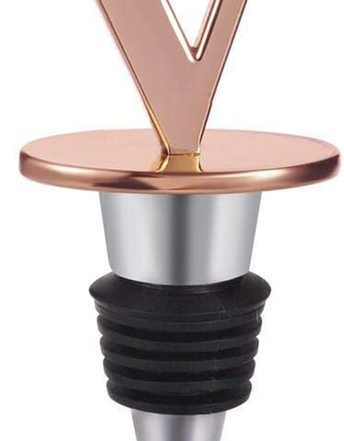 Load image into Gallery viewer, Wine and Beverage Bottle Stopper with Rose Gold Finish-Perfect Presents/Gift Idea for Valentines Day, Mothers Day, Fathers Day, Thanksgiving Day,E-Initial (Letter E)
