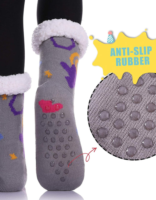 Load image into Gallery viewer, Non Slip Slipper Socks for Womens Fuzzy Soft Cozy Grippers Winter Warm Animal Fleece-Lined Home Socks
