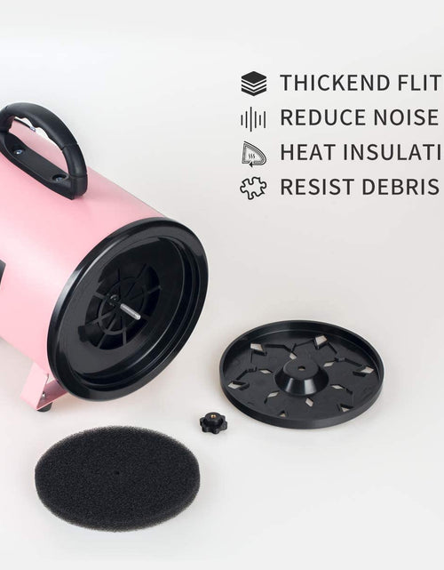 Load image into Gallery viewer, Dog Dryer, Dog Blow Dryer, High Velocity Professional Pet Grooming Dryer, Dog Hair Dryer with Heater, Stepless Adjustable Speed, 3 Different Nozzles and a Comb, Pink
