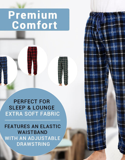 Load image into Gallery viewer, 1Pack or 3Pack Mens PJ Pajama Pants Bottoms Fleece Lounge Pants Sleepwear Plaid Pjs with Pockets Microfleece
