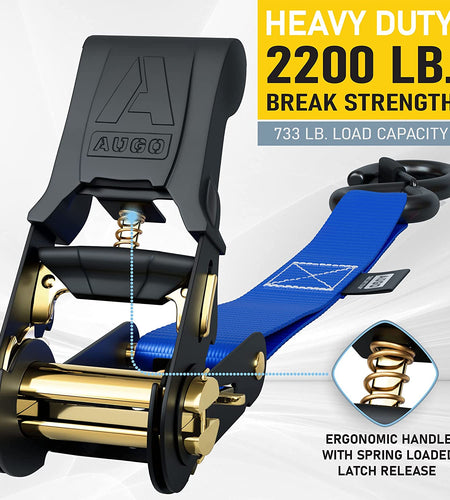 Ratchet Straps Heavy Duty 4 Pack -15 FT - 2200 LB Break Strength – with Safety Lock S Hooks - Cargo Straps for Moving, Appliances, Motorcycle – Soft Loop Tie down Straps