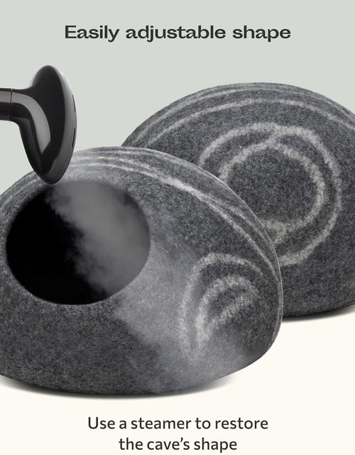 Load image into Gallery viewer, Cat Cave – Premium Felt Cat Bed for Indoor Cats, Handmade Merino Wool (Dark Grey, Medium)
