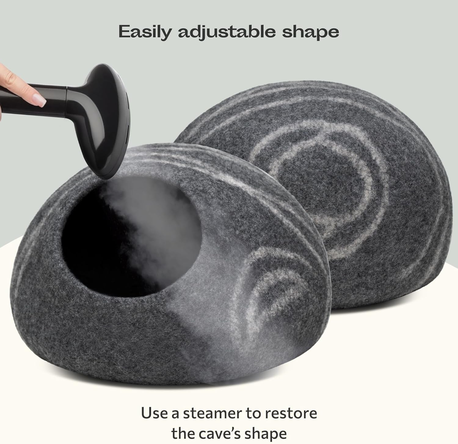 Cat Cave – Premium Felt Cat Bed for Indoor Cats, Handmade Merino Wool (Dark Grey, Medium)