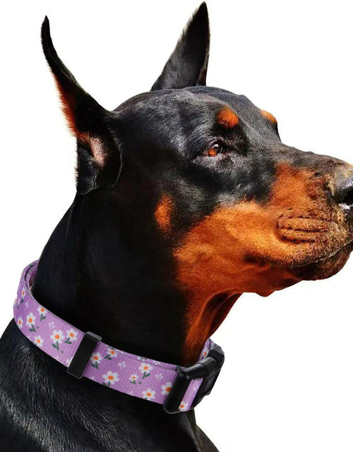 Load image into Gallery viewer, Girl Dog Collars Spring Cute Daisy Flower Pattern Lovely Print and American Flag Print Dog Collar
