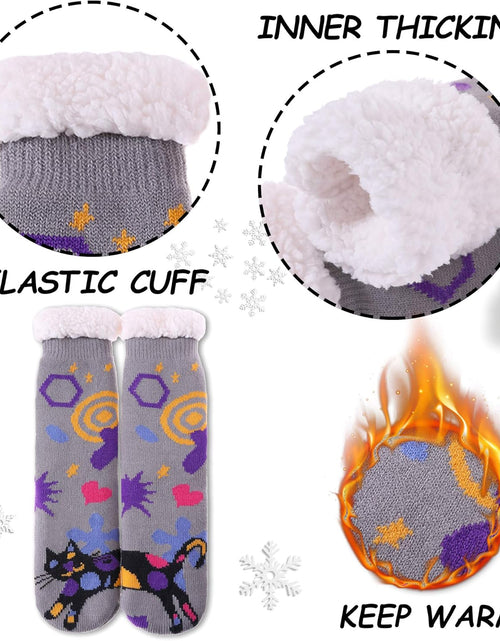 Load image into Gallery viewer, Non Slip Slipper Socks for Womens Fuzzy Soft Cozy Grippers Winter Warm Animal Fleece-Lined Home Socks
