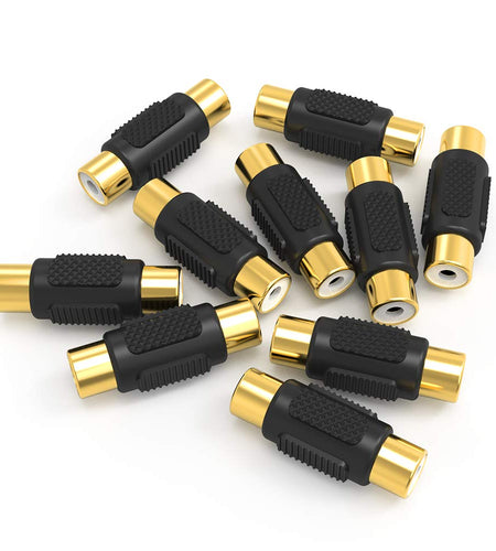 [10 Pack] RCA Female to Female Coupler Audio Video Gold Adapter, for Phono,Speaker,Rca Cable,Amplifier