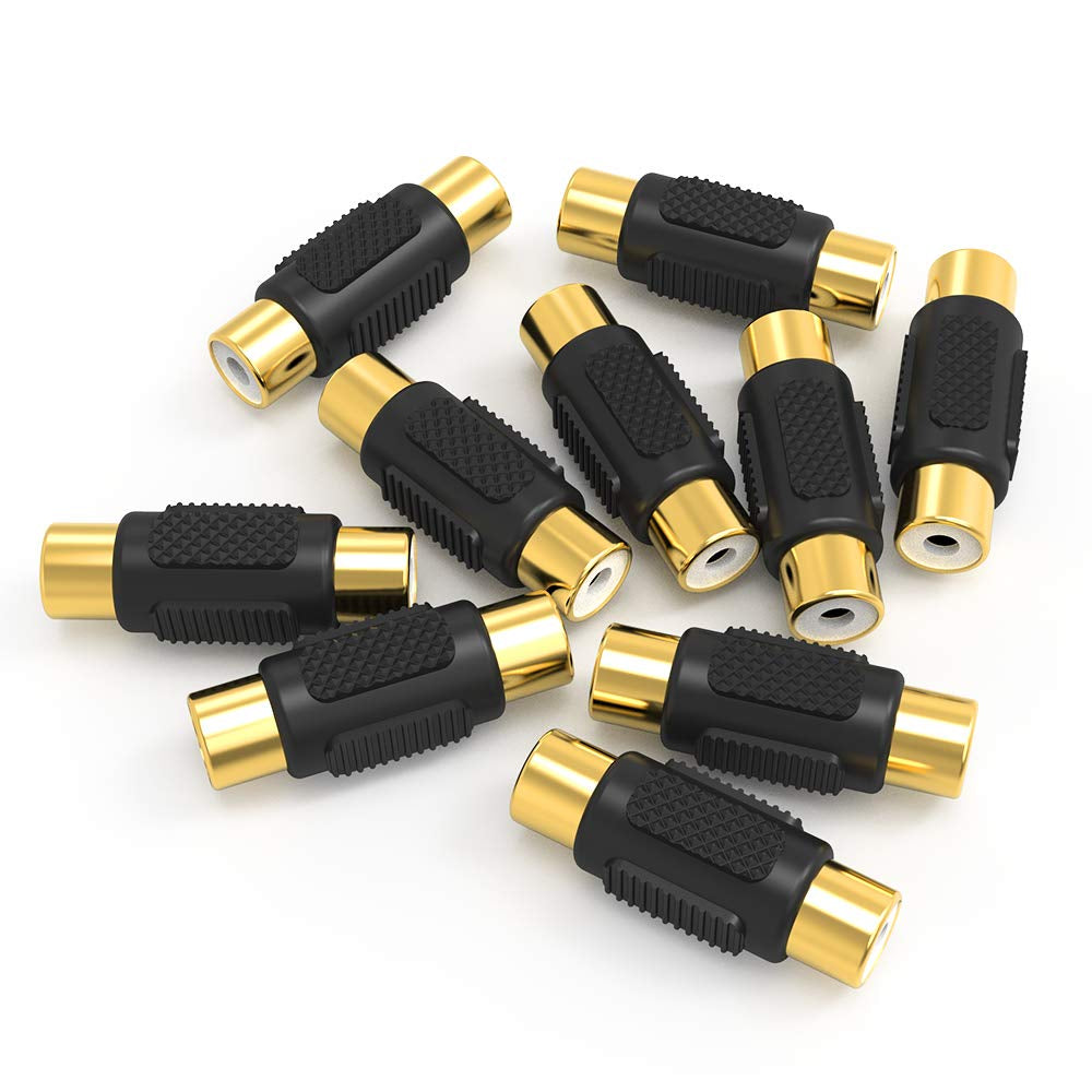 [10 Pack] RCA Female to Female Coupler Audio Video Gold Adapter, for Phono,Speaker,Rca Cable,Amplifier