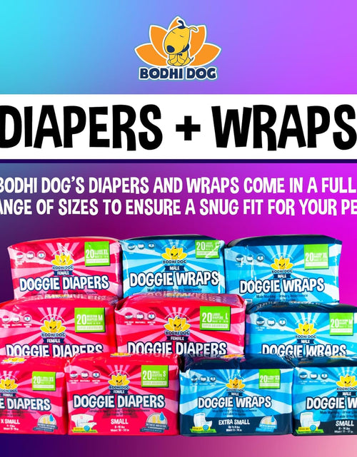 Load image into Gallery viewer, Disposable Male Dog Diapers | Super Absorbent Leak-Proof Fit | Premium Adjustable Male Dog Pee Wraps with Moisture Control &amp; Wetness Indicator | 20 Count Small Size
