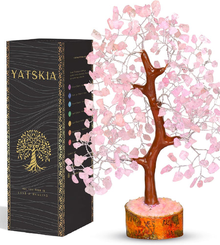 Rose Quartz Crystal Tree - Bonsai Tree of Life - Pink Room Decor - Spiritual Decor - Desk Decorations for Women Office - Gemstones and Crystals - Stones and Crystals - Money Tree - Good Luck Charms