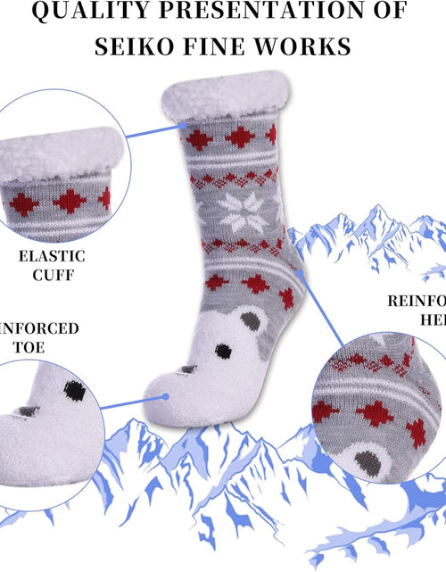 Load image into Gallery viewer, Women'S Winter Super Soft Warm Cozy Fuzzy Snowflake Deer Fleece-Lined with Grippers Slipper Socks

