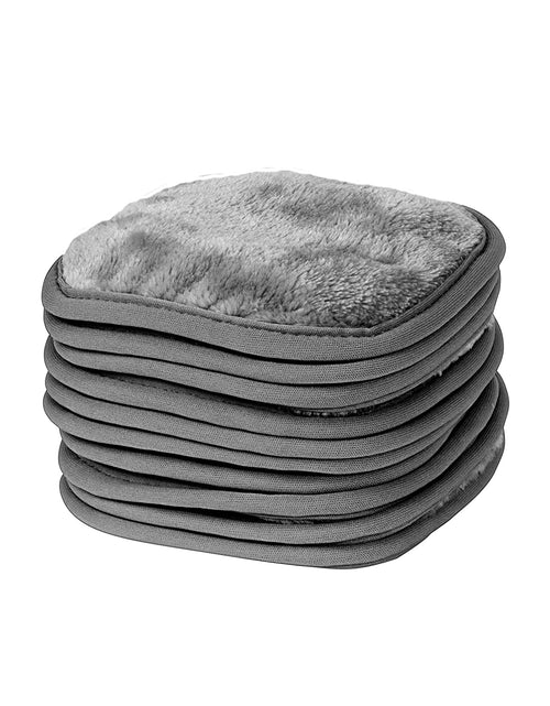 Load image into Gallery viewer, Makeup Removal Cleaning Cloth, Washable and Reusable, 5 by 5 Inches, Gray, Pack of 10
