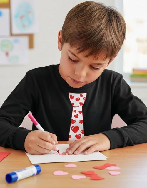 Load image into Gallery viewer, Red Hearts Tie Kids Valentines Day Shirt - ABC I Love You Long Sleeve Tee for Toddlers &amp; Youth Boys Girls
