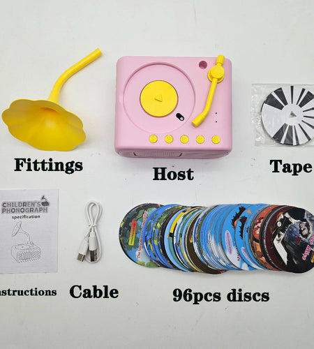Children'S Phonograph Story Music Player Toddler Toys Kids Gramophone with 96 Cards Early Childhood Education Birthday Gift