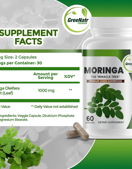 Load image into Gallery viewer, Pure Moringa Oleifera Leaf Extract Capsules, 1000 Mg per Serving. Gluten Free, NON GMO, Vegan Antioxidant Capsules. Natural Energy, Mood, Memory and Focus Enhancer. Premium Green Superfood (Pack of 3)
