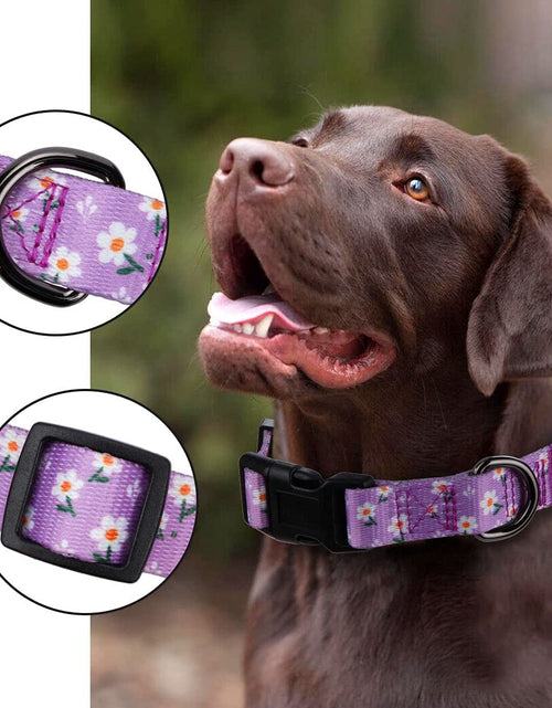 Load image into Gallery viewer, Girl Dog Collars Spring Cute Daisy Flower Pattern Lovely Print and American Flag Print Dog Collar

