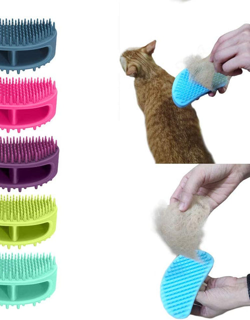 Load image into Gallery viewer, Soft Silicone Dog &amp; Cat Grooming Brush - Pet Bath &amp; Massage for Short or Long Hair - Slicker Shedding Hair Brush Purple
