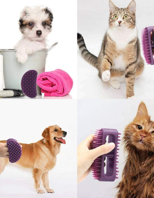 Load image into Gallery viewer, Soft Silicone Dog &amp; Cat Grooming Brush - Pet Bath &amp; Massage for Short or Long Hair - Slicker Shedding Hair Brush Purple
