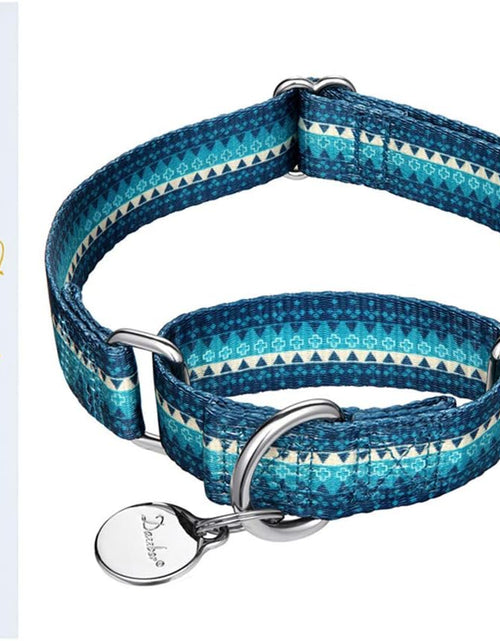 Load image into Gallery viewer, Martingale Dog Collar No Pull Pet Collar Heavy Duty Dog Martingale Collars Silky with Unique Geometric Pattern for Medium and Large Dogs (Large, Turquoise)

