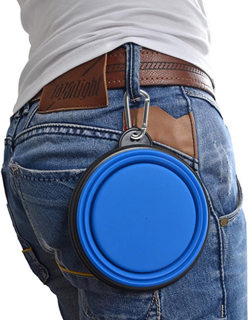 Load image into Gallery viewer, Large Collapsible Dog Bowls, 34Oz Travel Water Food Bowls Portable Foldable Collapse Dishes with Carabiner Clip, 2 Pack (Green+Blue)
