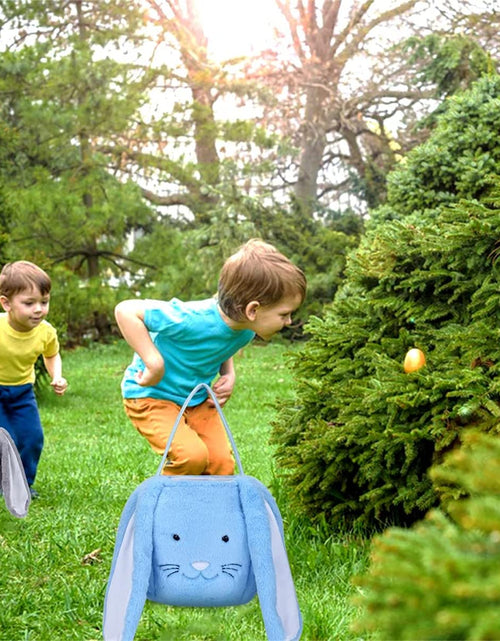 Load image into Gallery viewer, Plush Easter Bunny Basket, Monogrammed Bunny Easter Buckets with Long Plush Ear, Egg Hunting Easter Gift Bags Easter Tote Bags for Easter Decorations Candy Gifts…
