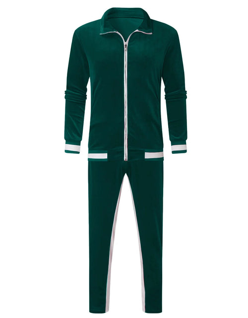 Load image into Gallery viewer, Velour Tracksuit Mens,2023 Men'S Velour Tracksuit 2 Pieces Winter Warm Full Zip up Jacket Sweatpants Fitness Sportswear Sweatsuit Jogger Sets
