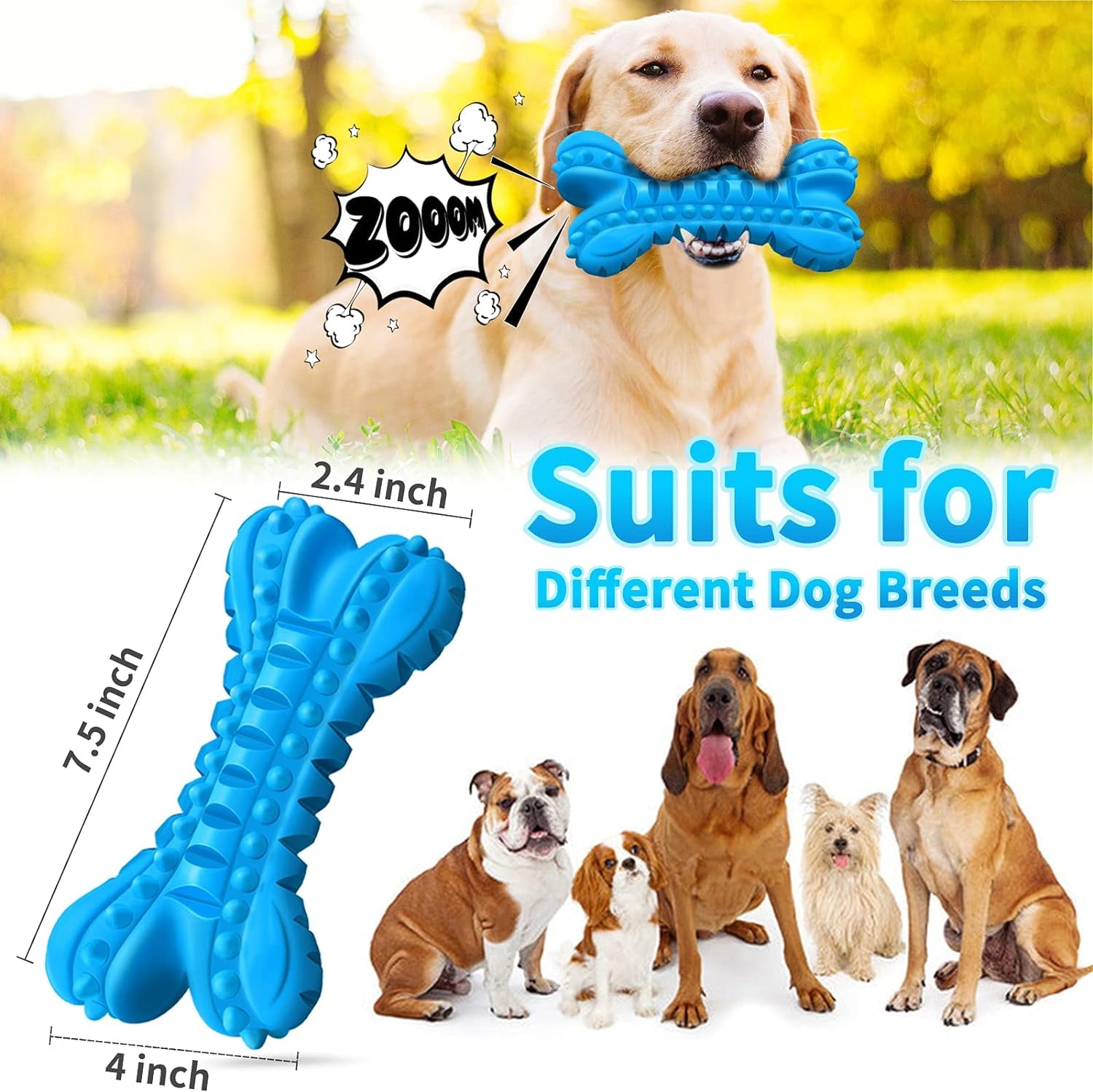 Dog Toys for Aggressive Chewers Large Breed, Durable Dog Chew Toy, Nearly Indestructible Dog Toys for Large Dogs, Tough Natural Rubber Puppy Chew Toys for Medium Dog Teeth Cleaning