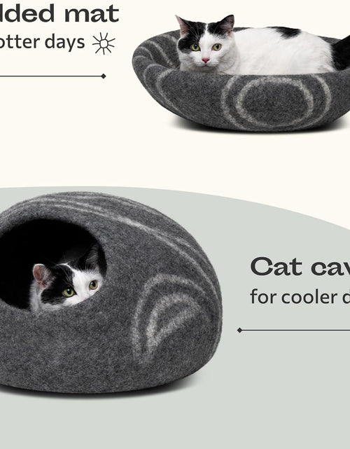 Load image into Gallery viewer, Cat Cave – Premium Felt Cat Bed for Indoor Cats, Handmade Merino Wool (Dark Grey, Medium)
