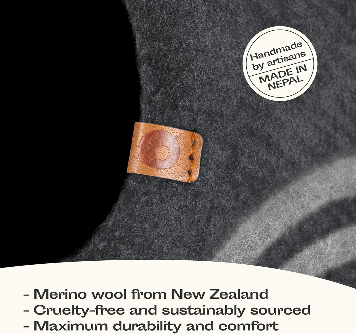 Cat Cave – Premium Felt Cat Bed for Indoor Cats, Handmade Merino Wool (Dark Grey, Medium)