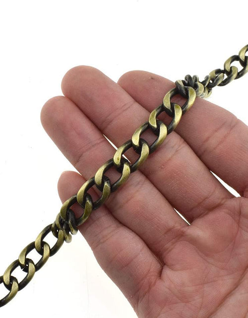 Load image into Gallery viewer, Purse Chain Strap Length 39.4 Inches Bronze for Shoulder Cross Body Sling Purse Handbag Clutch Replacement Strap Comfortable Flat 0.4” Wide Enough 2.4Mm Extra Thick Metal Strap 1 Pack
