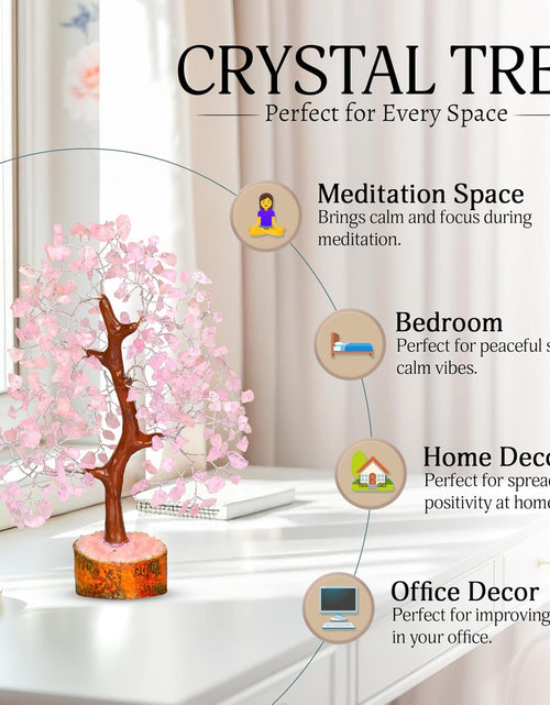 Load image into Gallery viewer, Rose Quartz Crystal Tree - Bonsai Tree of Life - Pink Room Decor - Spiritual Decor - Desk Decorations for Women Office - Gemstones and Crystals - Stones and Crystals - Money Tree - Good Luck Charms
