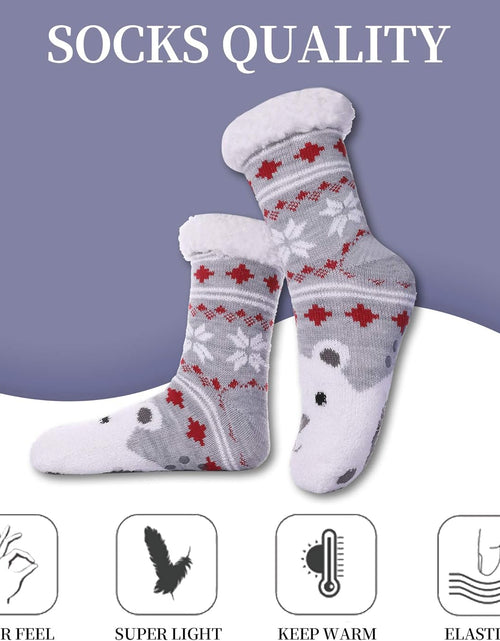 Load image into Gallery viewer, Women'S Winter Super Soft Warm Cozy Fuzzy Snowflake Deer Fleece-Lined with Grippers Slipper Socks
