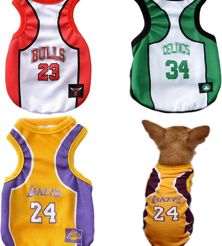 3Pack Dog Clothes for Small Dog Girl Puppy, Chihuahua Yorkies Bulldog Clothes for Medium Dogs Boy Basketball Jersey Pet Outfits Shirt Apparel Accessories,S
