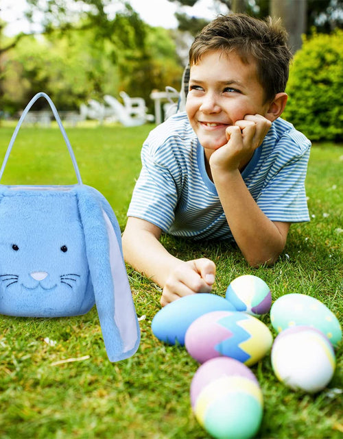 Load image into Gallery viewer, Plush Easter Bunny Basket, Monogrammed Bunny Easter Buckets with Long Plush Ear, Egg Hunting Easter Gift Bags Easter Tote Bags for Easter Decorations Candy Gifts…
