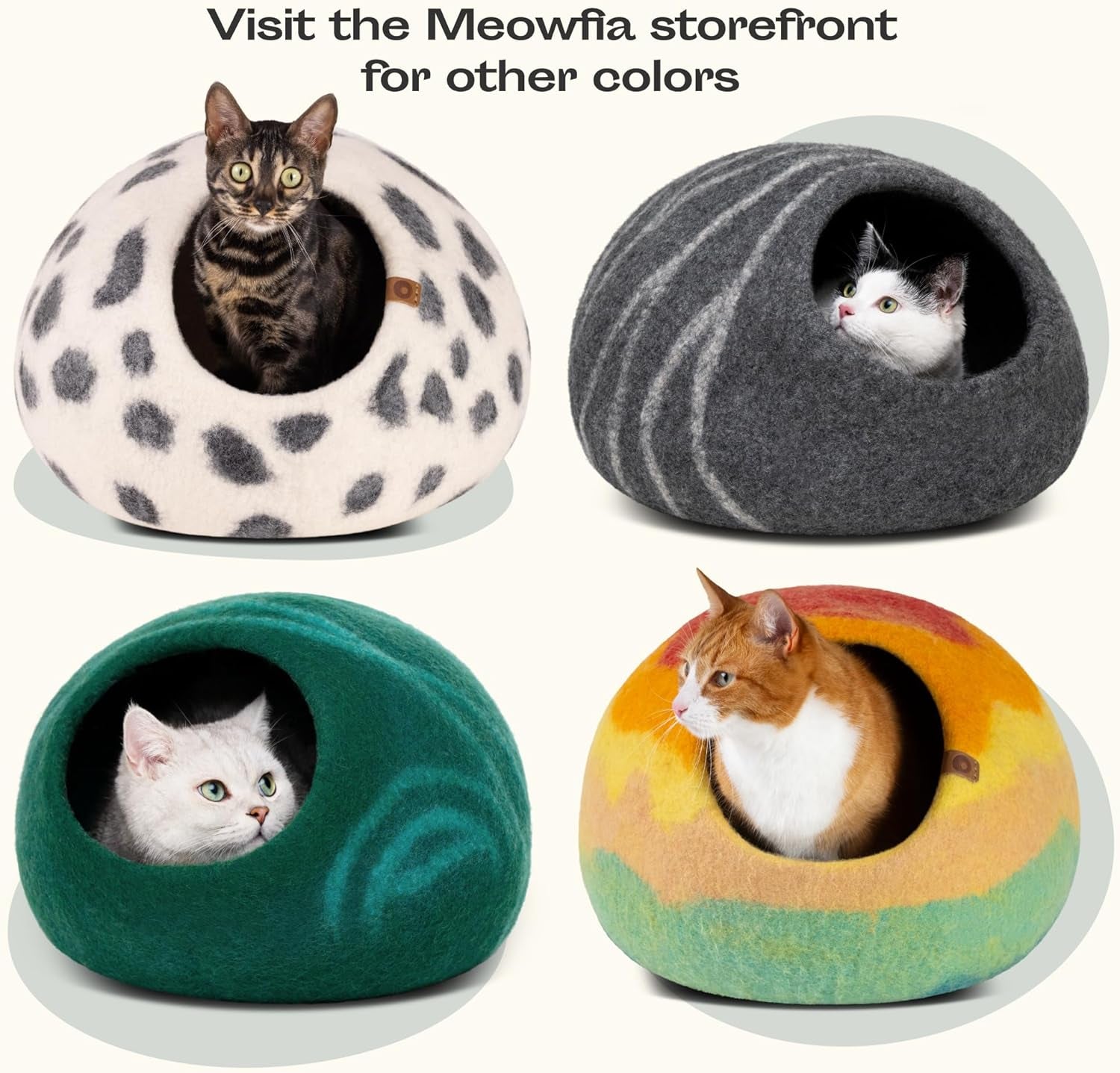 Cat Cave – Premium Felt Cat Bed for Indoor Cats, Handmade Merino Wool (Dark Grey, Medium)