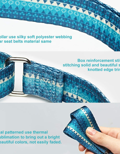 Load image into Gallery viewer, Martingale Dog Collar No Pull Pet Collar Heavy Duty Dog Martingale Collars Silky with Unique Geometric Pattern for Medium and Large Dogs (Large, Turquoise)
