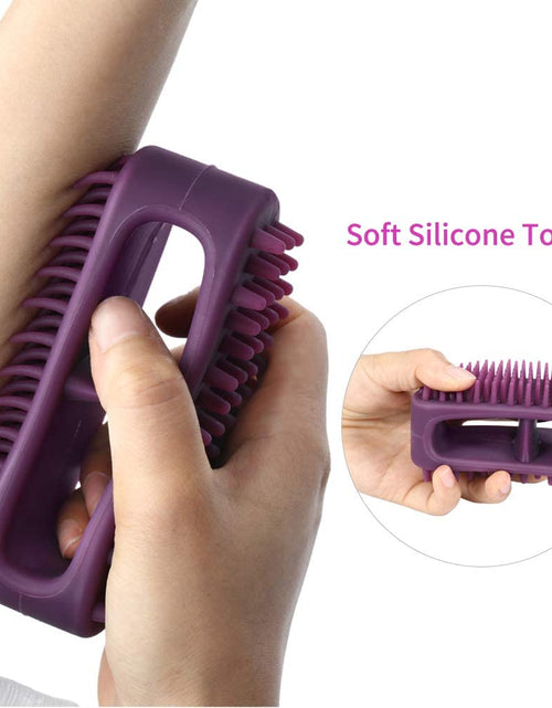 Load image into Gallery viewer, Soft Silicone Dog &amp; Cat Grooming Brush - Pet Bath &amp; Massage for Short or Long Hair - Slicker Shedding Hair Brush Purple
