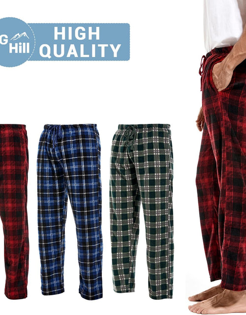 Load image into Gallery viewer, 1Pack or 3Pack Mens PJ Pajama Pants Bottoms Fleece Lounge Pants Sleepwear Plaid Pjs with Pockets Microfleece
