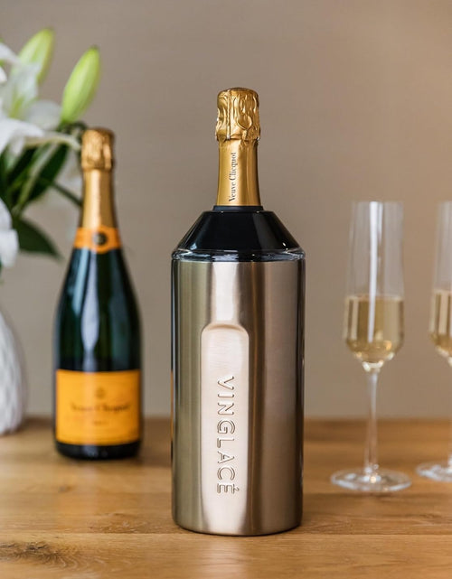 Load image into Gallery viewer, Wine Bottle Chiller- Portable Champagne Insulator- Stainless Steel Wine Cooler Sleeve, Black
