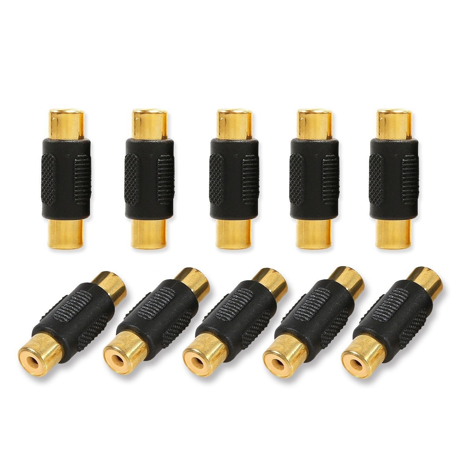 [10 Pack] RCA Female to Female Coupler Audio Video Gold Adapter, for Phono,Speaker,Rca Cable,Amplifier